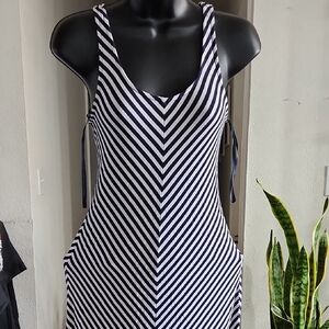 Merona Navy and White Striped Sleeveless Dress